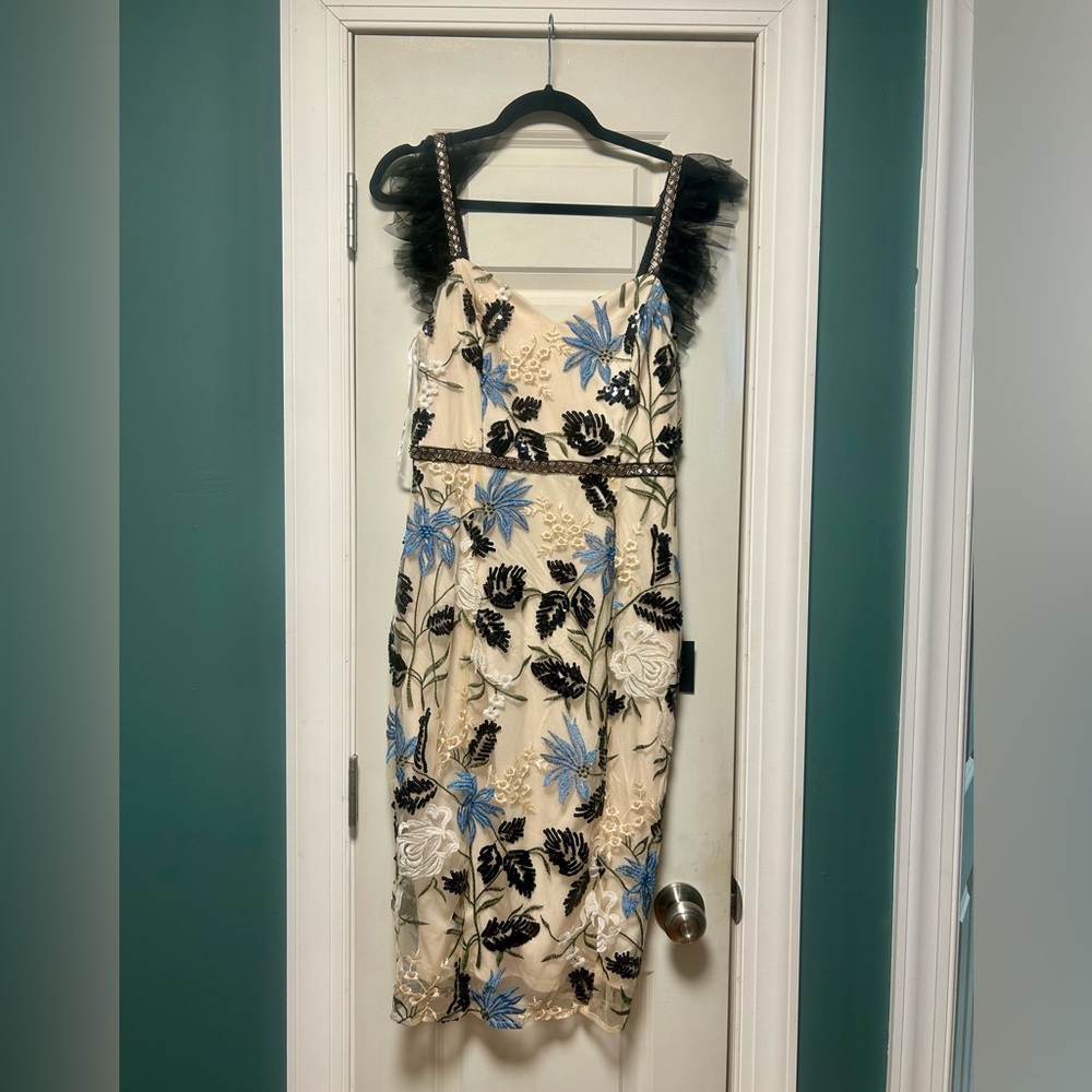 Lulus Floral Embroidered Tulle Midi Dress
